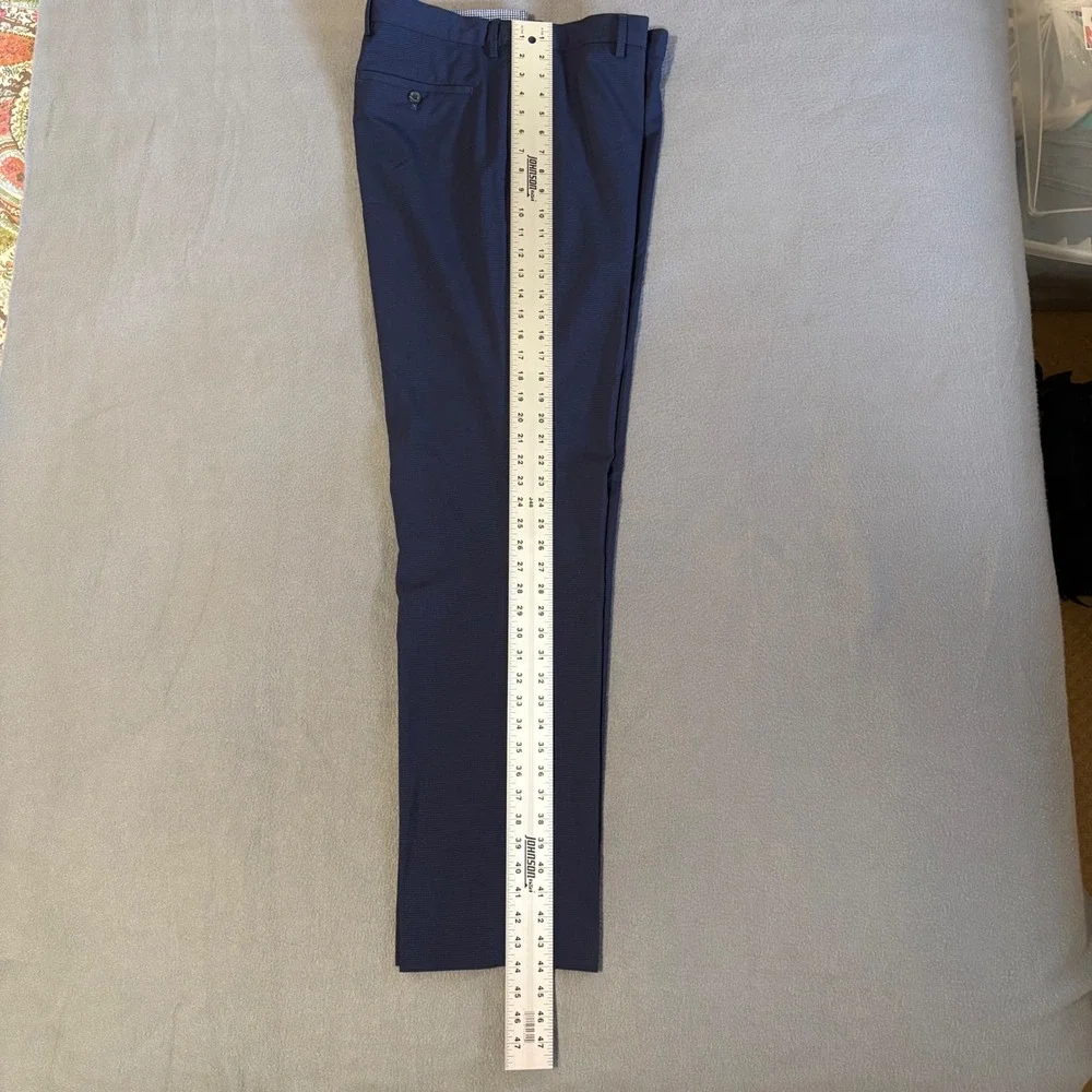 Banana Republic Dress Pants Mens Fits 38x34 Navy Slim Fit Micro Check Trousers